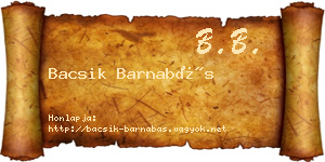 Bacsik Barnabás névjegykártya